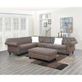 Brown Sectional - Canora Grey Dehnel 123" Wide Faux Leather Reversible Corner Sectional Faux Leather/Leather | 37 H x 123 W x 100 D in | Wayfair