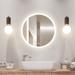 Orren Ellis Led Round Bathroom Mirror w/ Lights, Smart Dimmable Vanity Mirrors For Wall, Anti-Fog Backlit Lighted Makeup Mirror | Wayfair