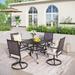 5/7-piece Patio Dining Set, 4/6 Rattan Swivel Chairs with Cushion and 1 Metal Table with Umbrella Hole