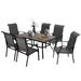 7-Piece / 5-Piece Padded Textilene Chairs with Wave Arms & Wood-like Table Patio Dining Set