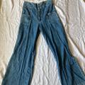 Free People Jeans | Free People We The Free High Waist Rise Wide Leg Denim Jeans Snap Bohemian | Color: Blue | Size: 29