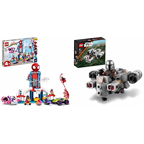 LEGO 10784 Marvel Spidey und Seine Super-Freunde, ab 4 Jahren & 75321 Star Wars Razor Crest Microfighter mit Mandalorianischem Kanonenboot & Mandalorianer-Figur, kreatives Spielzeug-Set ab 6 Jahren