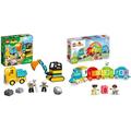 LEGO 10931 DUPLO Bagger und Laster Spielzeug mit Baufahrzeug, ab 2 Jahren & 10954 DUPLO Zahlenzug - Zählen Lernen, Zug Spielzeug, Lernspielzeug für Kinder ab 1, 5 Jahren, Baby Spielzeug