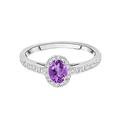 MOONEYE 7.00X5.00 Oval Shape Excellent Cut Purple Amethyst Gemstone 925 Sterling Silver Solitaire Engagement Ring Women Jewelry (Sterling Silver, T1/2)