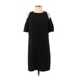Ann Taylor LOFT Casual Dress - Shift Cold Shoulder Short Sleeve: Black Solid Dresses - Women's Size 4