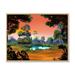 East Urban Home Small Pond on a Forest Glade at Dawn - Painting on Canvas in Blue/Green | 12 H x 20 W x 1 D in | Wayfair