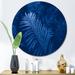 East Urban Home Blue Macro Of Tropical Fern Plant Shrub Leaves - Tropical Metal Circle Wall Art Metal in Blue/Green | 11 H x 11 W x 1 D in | Wayfair