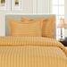 Ebern Designs Khyati 1500 Thread Count 3-Piece DAMASK STRIPE Duvet Cover Set Microfiber in Yellow | Queen Duvet Cover + 2 Standard Shams | Wayfair