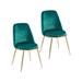 Everly Quinn Dani Dining Chairs Set Of 2, Velvet Upholstery, Gold Legs Upholstered/Velvet in Green | 33.46 H x 18.58 W x 21.93 D in | Wayfair