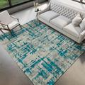 Blue 120 x 96 x 0.39 in Area Rug - 17 Stories Addison Bravado Abstract Crosshatch Peacock Power Loomed 1"8" X 2"6" Throw/Accent Rug Microfiber | Wayfair