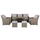 Gartenmöbel Set Polyrattan Taupe Hellgrau inkl. Auflagen 5-Sitzer Lounge Set Tisch Zwei Hocker Sessel Terrasse Outdoor Garten Modern