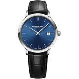 Raymond Weil Toccata Classic Quartz Blue Dial Black Leather Strap Watch, 39mm