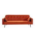 Canapé droit convertible en velours 3 places orange