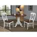 Andrews 3-Piece Round Wood Top Distressed Antique White with Chestnut Brown Dining Set with Napoleon Chairs