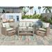 Leisure Zone 4 Piece Outdoor Conversation Set with Ottoman and Cushions