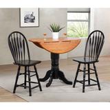 Selections 42 in. Round Extendable Distressed Antique Black with Cherry Top Solid Wood Pub Dining Table (Seats 6)