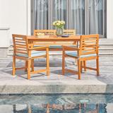 Waimea Slatted Eucalyptus Wood Patio Dining Set with Bench