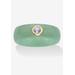 Women's 10K Yellow Gold Bezel Set White Topaz Jade Ring Jewelry by PalmBeach Jewelry in Jade Green (Size 6)