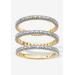 Women's Gold-Plated Diamond Accent Stackable 3 Piece Set Eternity Ring Set by PalmBeach Jewelry in Gold (Size 9)