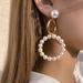 Free People Jewelry | Dangle Hoop Pearl Earrings | Color: Gold | Size: Os