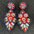 J. Crew Jewelry | J.Crew Embroidered Crystal Earrings | Color: Blue/Red | Size: Os