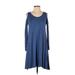 The Vanity Room Casual Dress: Blue Solid Dresses - Women's Size Small