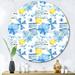 East Urban Home Vacation Sun w/ Water Waves Sun & Umbrella I - Patterned Metal Circle Wall Art Metal in Blue | 29 H x 29 W x 1 D in | Wayfair