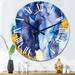 East Urban Home Blue Luxury Abstract Fluid Art III - Modern Wall Clock Metal in Blue/White/Yellow | 29 H x 29 W x 1 D in | Wayfair