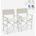 2 Chaises de plage pliantes portables en textilène aluminium Regista Gold Couleur: Gris