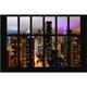 Papier peint intissé - Window New York Moonlight - Mural Large Dimension: 225cm x 336cm