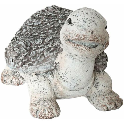 Deko Gartenfigur Schildkröte groß 35 cm Handarbeit Steinoptik – Braun- bunt