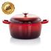 MegaChef 5 Quarts Round Enameled Cast Iron Casserole with Lid in Red - N/A