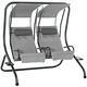 Outsunny Canopy Swing Chair Modern Garden Swing Seat Outdoor Relax Chairs with Removable Cushion, Headrest and Removable Shade Canopy, Grey