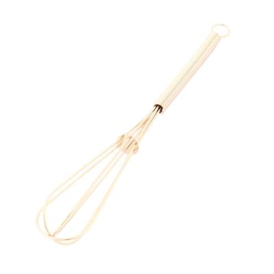 Stainless Steel Spring Loaded Handheld Egg Mixing Beater Gold Tone 18cm Length - Gold Tone