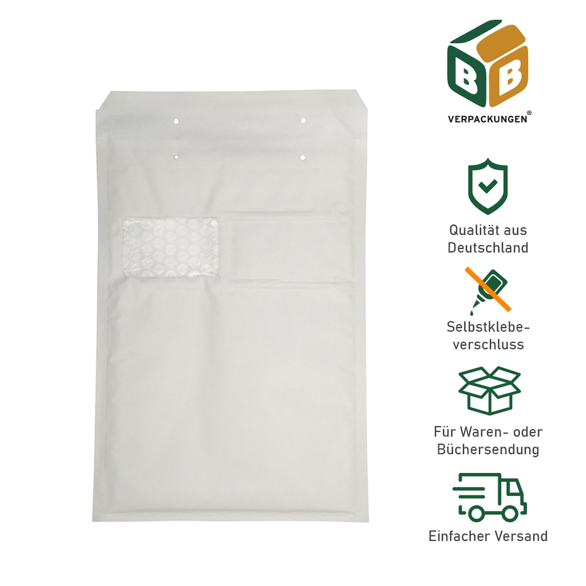 BB-Verpackungen GmbH 200 x Luftpolsterversandtasche mit Fenster 7 / G (230 x 340 mm) Versandtasche gepolsterte Briefumschläge Polsterversandtaschen BB-Verpackungen Image