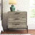 Birch Lane™ Ashley 3 - Drawer Iron Nightstand in Gray/Black Wood/Metal in Black/Brown/Gray | 28.5 H x 28 W x 19 D in | Wayfair