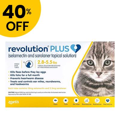 40% Off Revolution Plus For Kittens And Small Cats 2.8-5.5lbs (Yellow) 3 Pack