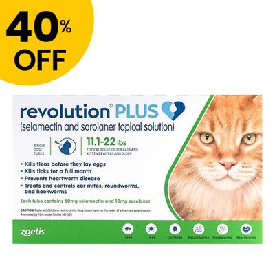 40% Off Revolution Plus For Large Cats 11-22lbs (Green) 6 Pack