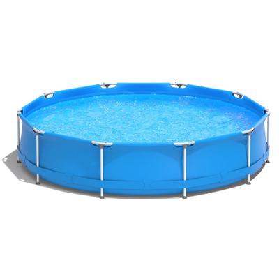 Costway Round Above Ground Swimming Pool With Pool Cover-Blue