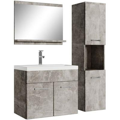 Badezimmer Badmöbel-Set Montreal 60cm Waschbecken Beton Grau - u Image