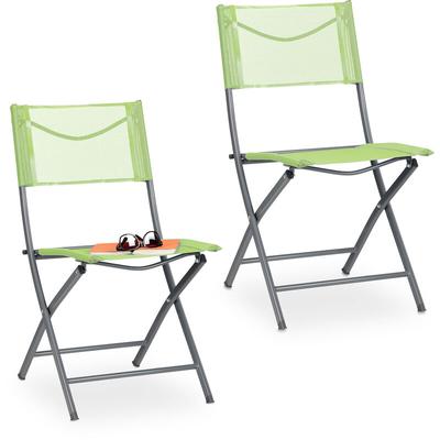 Gartenstuhl 2er Set, Klappstuhl für Garten, Balkon, Terrasse, Metall Campingstuhl bis 120 kg,