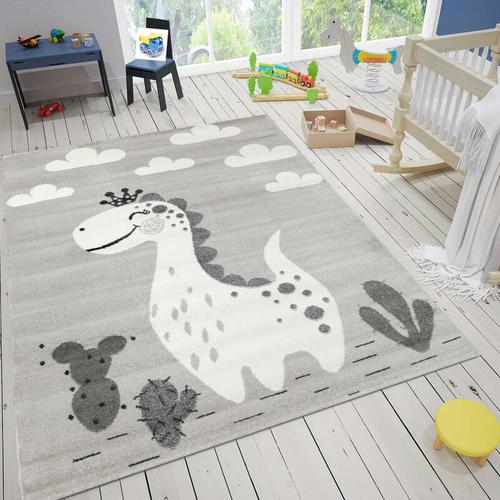 Vimoda - Kinderteppich Teppich Kinderzimmer Babyteppich mit lächelndem Dinosaurier für Mädchen und