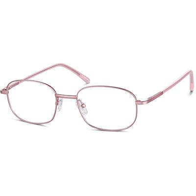 Zenni Rectangle Glasses Pink Stainless Steel Full Rim Frame