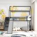 Twin Loft Bed with Two Drawers and Slide, House Bed with Slide