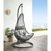 Charcaol Wicker Patio Hanging Chair Swing with Stand and Gray Cushion