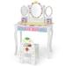 Kids Vanity Princess Makeup Dressing Table Chair Set with Tri-fold Mirror - 27.5" x 13.5" x 41.5" (L x W x H)