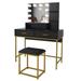 Large Vanity Set with 10 LED Bulbs, Makeup Table with Cushioned Stool