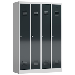 STEELBOXX 4er Spind Garderobenschrank 4 Abteile 1800 x 1200 x 500 mm lichtgrau/anthrazitgrau X-510148 Image