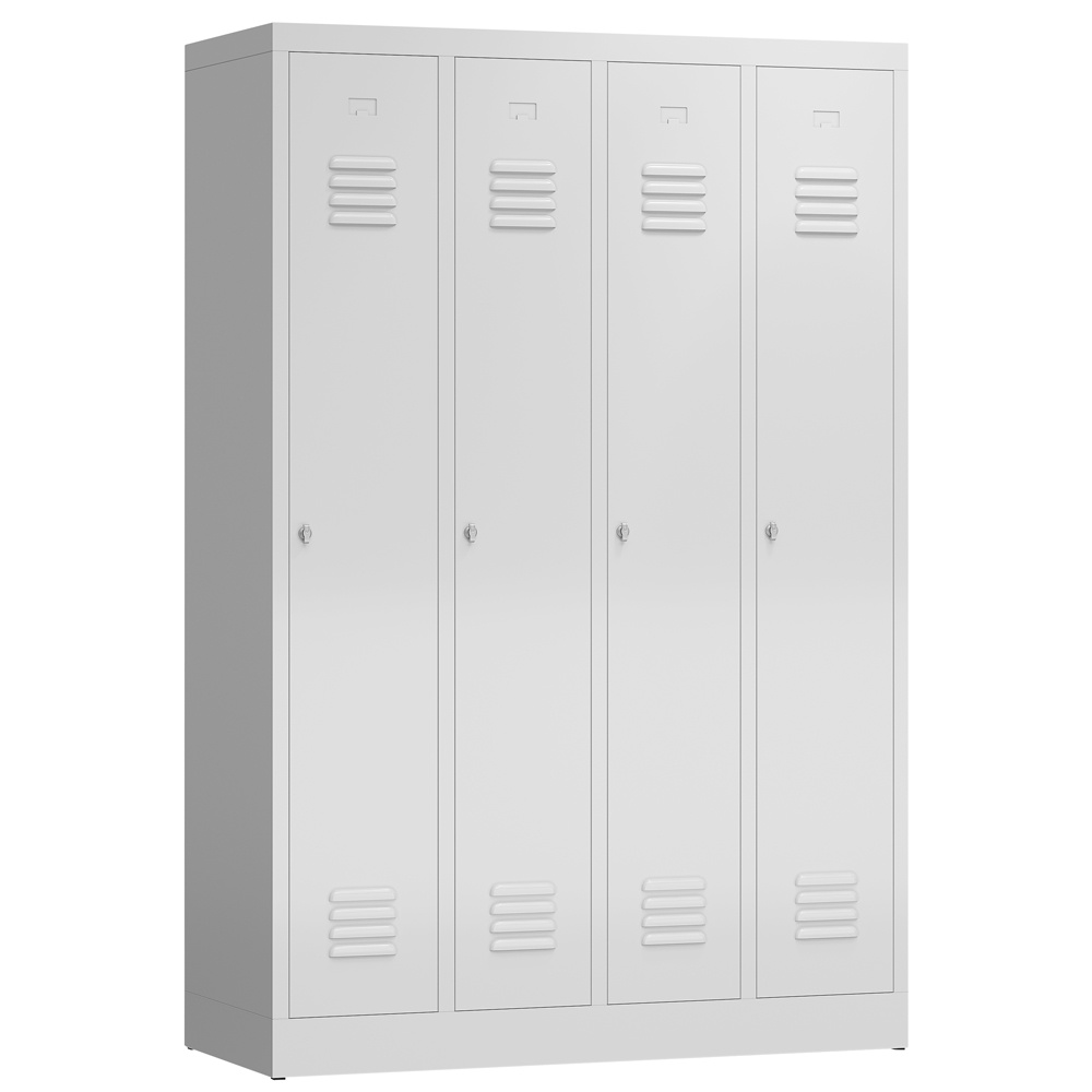 ClassiX Garderobenschrank, 4 Abteile, 1800 x 1185 x 500 mm, lichtgrau Image