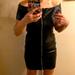 Zara Dresses | Faux Leather Zip Off Shoulder Mini Dress By Zara | Color: Black | Size: M
